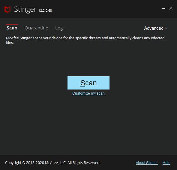 McAfee AVERT Stinger下载_McAfee AVERT Stinger(杀毒软件) V12.2.0.68 32位绿色英文版 迈克